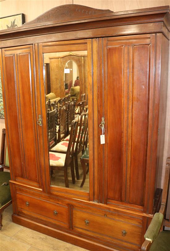 An Edwardian walnut wardrobe, H.210cm